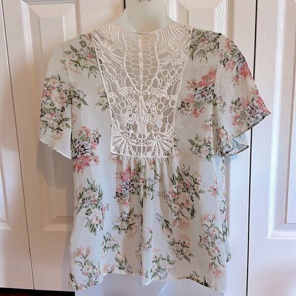 Papaya Cardigan Kimono Sheer Floral Boho Top Blouse Small S - Picture 4 of 4
